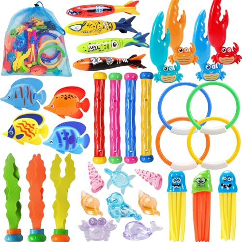 FUNCSDIK 35PCS Diving Pool Toys for Kids, Summer Underwater...