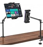 Tablet Stand Holder for Desk - 360° Swivel Adjustable Robust Metal Long Arms Tablet Phone Clamp C...