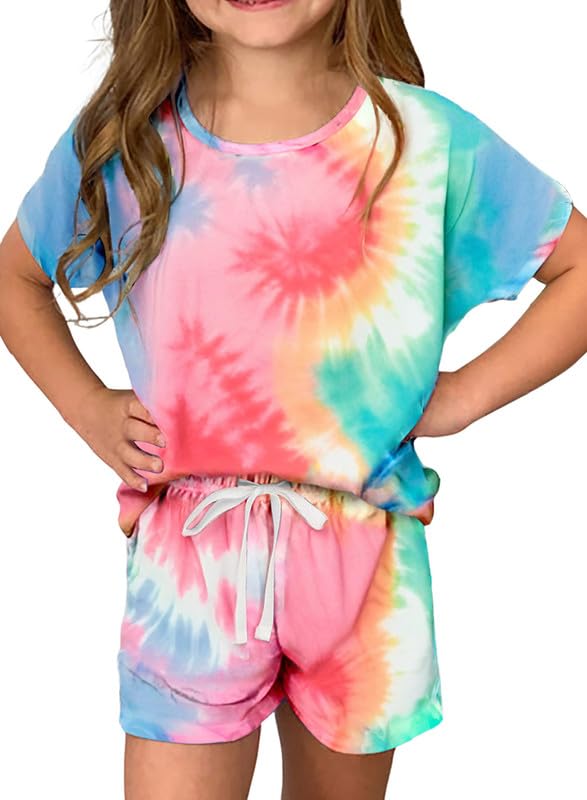 Image of Dokotoo Girl's Summer Cute T-Shirt and Shorts Set with Side Pockets