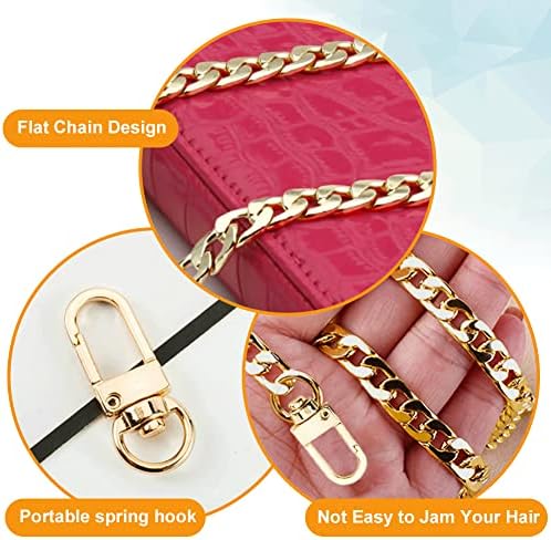 4 Sizes Purse Chain with Buckles, 120/90/60/40cm Long DIY Shoulder Bag Replacement Handbag Straps Handbag Chains Accessories (Gold)