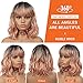 NOBLE Pink Orange Wigs Bob Curly Wavy Wigs with Air Bangs for Women Synthetic Short Wavy Wigs with Bangs Heat Resistant Synthetic Fiber Wigs for Daily Party Cosplay Costume Wigs