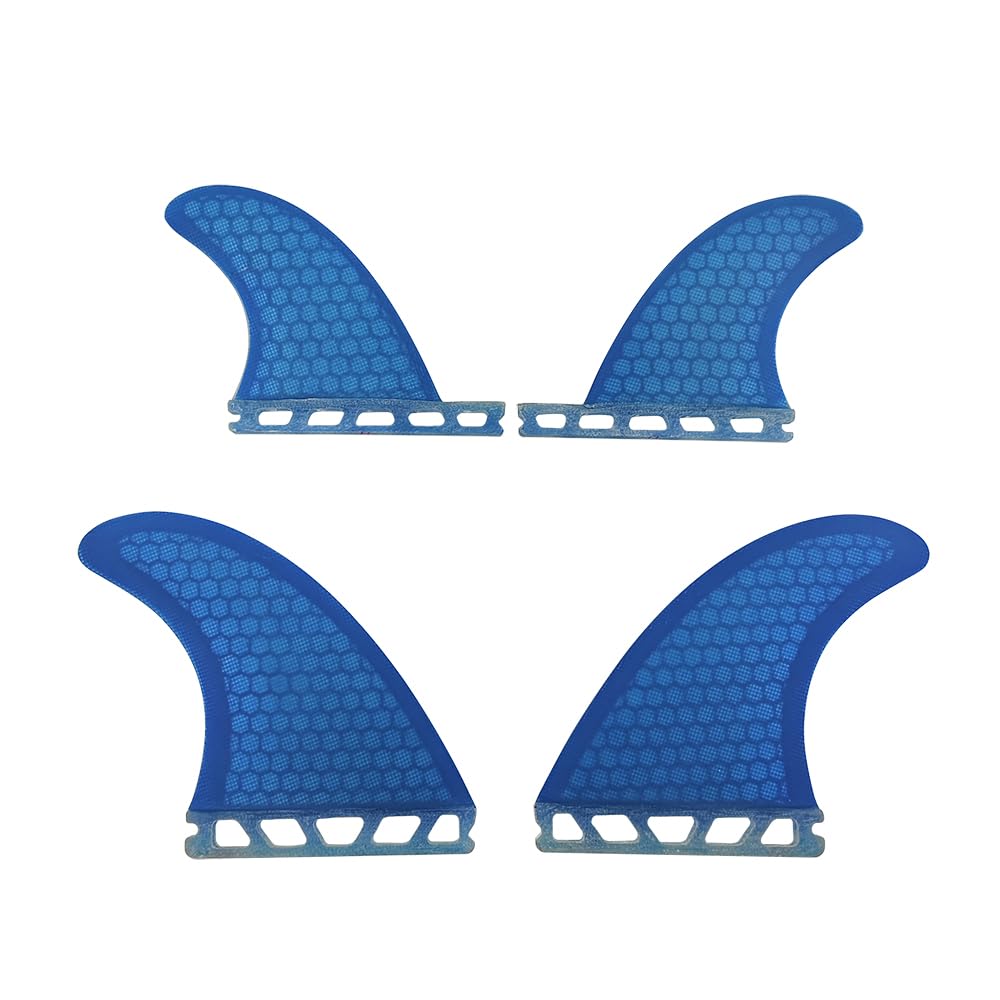 UPSURF Single Tab Surfboard Fin Fiberglass+Honeycomb Quad fin S/M Size (Blue G3+GL)