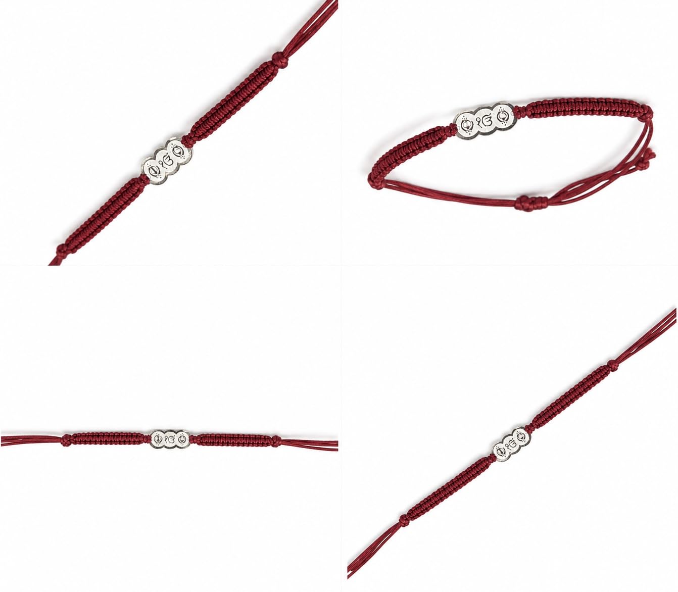Silver Rakhi with Maroon Braided Thread-image-21