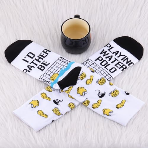 image for BWWKTOP Water Polo Socks Water Polo Player Gifts I'd Rather Be Playing