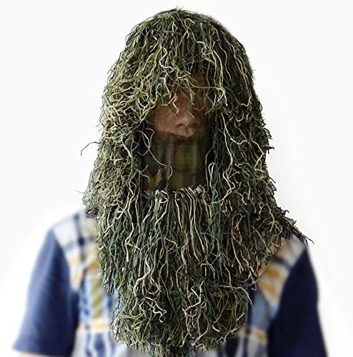 TTGTACTICAL Camouflage Synthetic Ghillie Hood Bonnie Style Camo Hunting Ghillie Face Mask