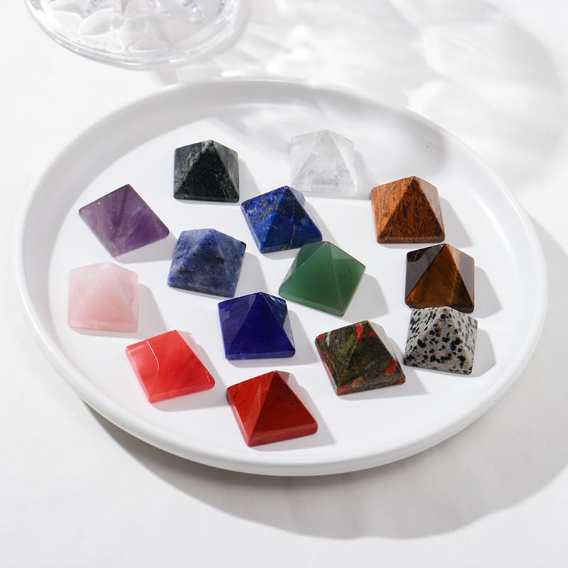 Namzi 2 Pieces of Pink Natural Crystal Stone Pyramid feng Shui Tower Seven Star Array Ornament Desktop 2cm Crystal Stone Decoration Ornament