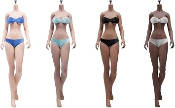 1/6 Scale Female Body,12inch Super Flexible Female Large Bust Anime Tall Seamless Action Figure Body Collectible S51D Black Skin with Detachable Feet