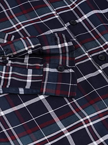 Image of Dennis Lingo Checkered Slim Fit Casual Shirt with Spread Collar for Men