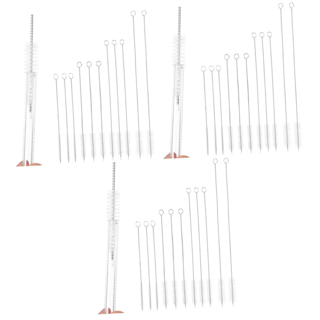 SHERCHPRY 3sets 11pcs Stainless Steel Straw Cleaning Brush Kit Durable Brushes for and Narrow Pipe Cleaning Flexible Long Handled Design for Easy Use and Access to Hard to Reach Areas 11pcs*3