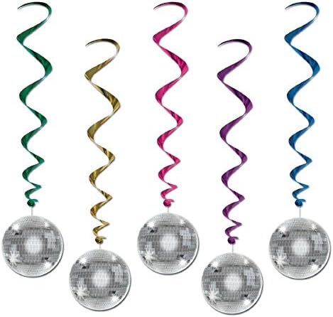 Beistle Club Pack 70's Disco Party Disco Ball Whirls, Box of 30 Total Decorations