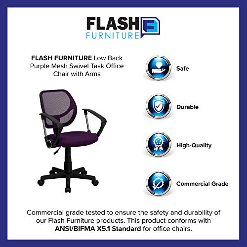 Flash Furniture Low Back Purple Mesh Swivel Task Office Chair With Arms #TOP2