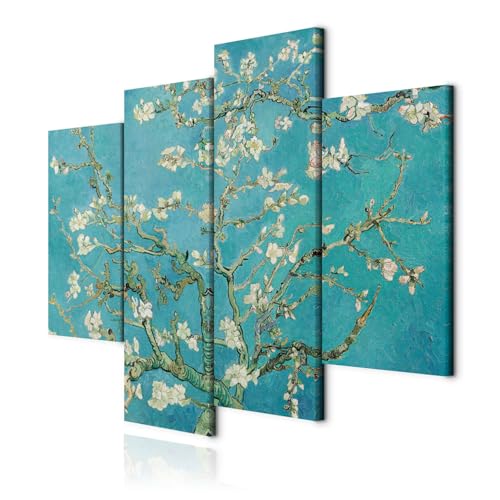 Toile Intissée Amandier 126x98 | Tableau Décoration Appartement Salon 4 Pcs