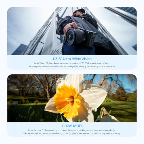 Image of VILTROX AF 9mm F2.8 Air APS-C Lens for Sony E Mount, 113.8 Ultra-Wide Angle STM Prime Auto Focus Portrait Lens Compatible with Sony E-Mount Cameras a7IV a7RV a9II a7CII ZVE1 A1 a6700 a6400 a7iii