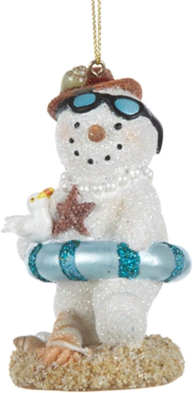 Kurt Adler 3.75" Resin Beach Snowman Ornament Pair