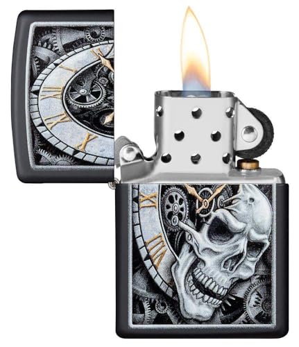 Encendedor Zippo resistente al viento con diseño Calavera miniatura 2