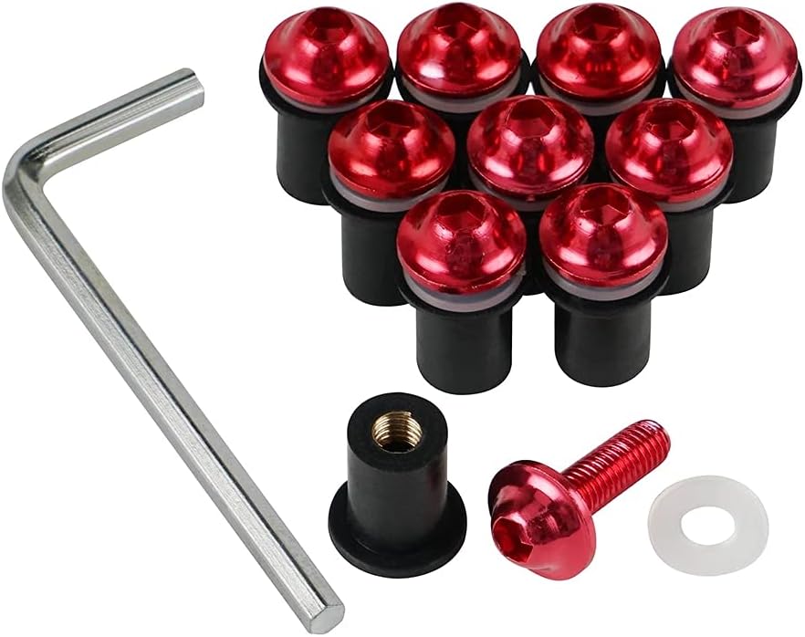 FLPRO Windscreen Bolts Fastenings Bolt Kit Windshield Screws Kits Bolt Kits Fit For Triumph Daytona 675 2006-2013 Daytona 600-650 Windshields Screw Kits(Red)