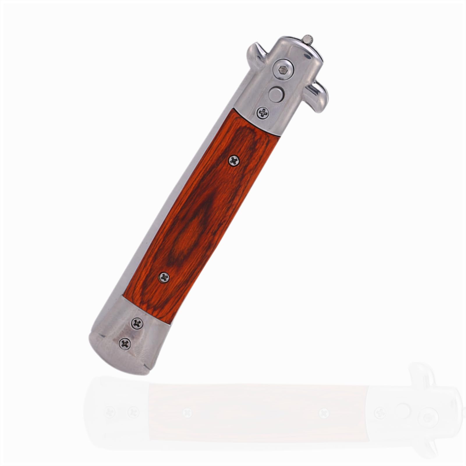 Switchblade Comb, Switchblade Spring Pocket Comb, Stainless Steel Spring Jump Brush, Push Button and Folding Flick Hair Comb for Beard, Mustache, Head, Pets (Rosewood)