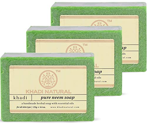 Image of Khadi Natural Pure Neem Soap, 125g (Pack of 3)