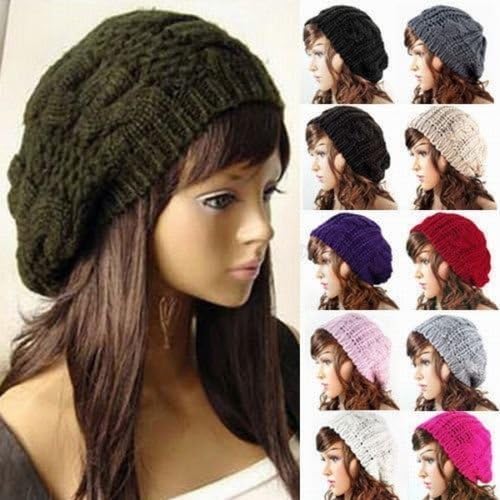 Boolavard Lady Winter Warm Knitted Crochet Slouch Baggy Beret Beanie Hat Cap