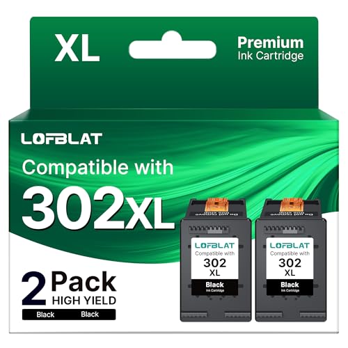 LOFBLAT 302 XL 302XL Schwarz Ersatz für HP 302 Druckerpatronen 302 Schwarz für HP Envy 4525 Druckerpatronen 4520 4527 4522 4528 DeskJet 3630 3639 3636 3638 OfficeJet 3831 3833 4650 (2er-Pack)
