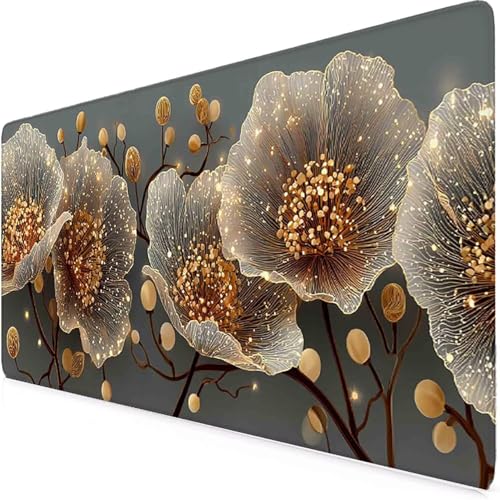 Tapis de souris bureau crème au motif floral pour un espace de travail apaisant