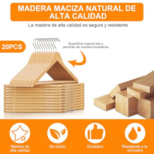 Opiniones y reviews de Ganchos de Madera para Ropa los 10 mejores. 20 Imagen adicional