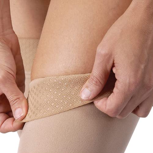 Jobst Relief Thigh High 30-40 Mmhg Open Toe Unisex For Men & Women Compression Socks With Silicone Band, Beige - Choose Your Size #TOP2