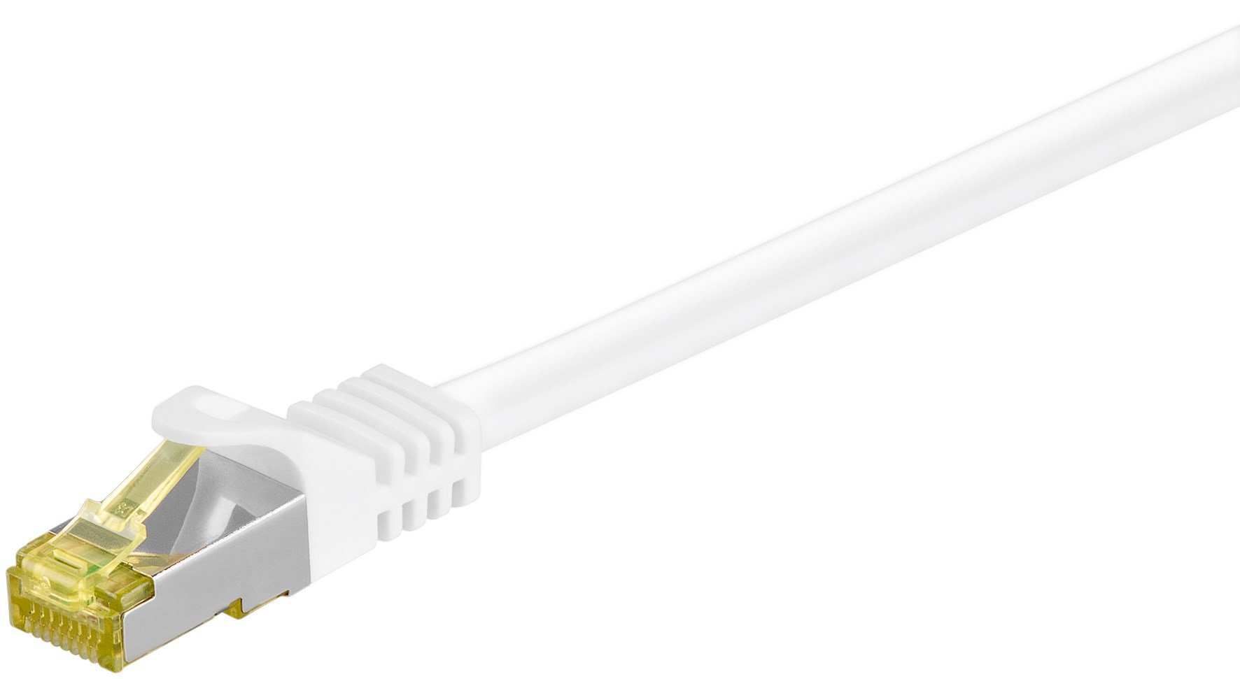 Goobay 92665 kabel Lan 5 m, podwójnie ekranowany, S-FTP, kabel sieciowy CAT 7, kabel 5 m, kabel LAN CAT 7 z 10 Gigabit, wtyczka RJ45, biały
