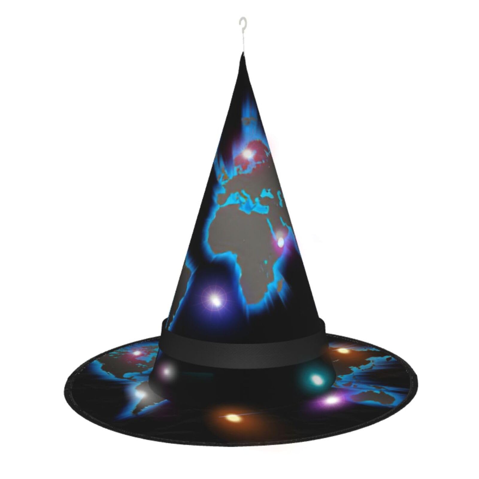 TyEdeeHalloween Hanging Lighted Witch Hats,Witch Cap for Christmas Party, Witch Hat Magician Witch cap-Sunflower Black Grey