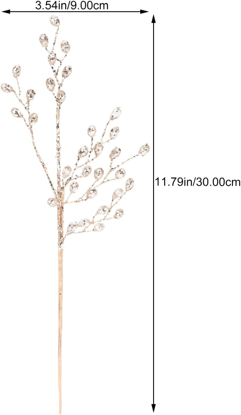 Abaodam 6 Pcs Acrylic Bead Drop Stems Artificial Flower Stem Branches Bridal Picks for Wedding Christmas Home Decoration DIY Crafts