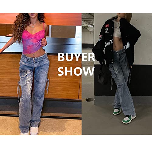 LONGBIDA Baggy Jeans for Women High Waisted Y2K Stretch Wide Leg Straight Jeans Casual Boyfriend Denim Pants4