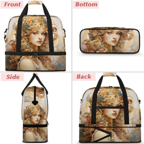 Large Weekender Overnight Bags Flower Woman Beautiful Travel Duffel Bag for Women Men Gym Bag With Shoe Compartment Foldie Travel Tote Bag Carry On Personal Item Bag for Travel Gym Sports3