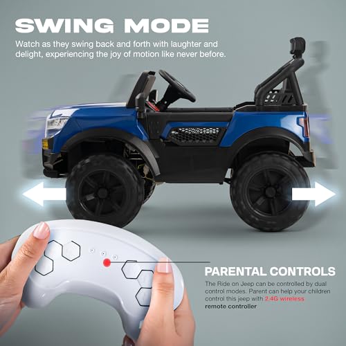 Image of Baybee Bumpy 4x4 Battery Operated Jeep for Kids, Ride on Toy Kid Car with RGB Windshield Light & Music | Baby Big Battery Cars | Electric Jeep Car for Kids to Drive 2 to 6 Years (Blue)