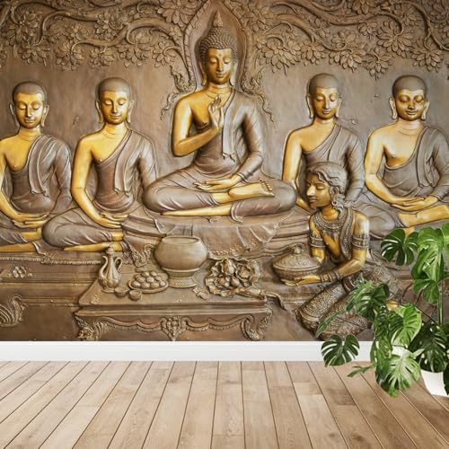 Image of PAPER PLANE DESIGN Spiritual and Ethnic Yogi Buddha Wall Mural Wallpaper. Full Wall Coverage. (Ds-03) (10 X 12 FEET, Vinyl-SELF Adhesive)