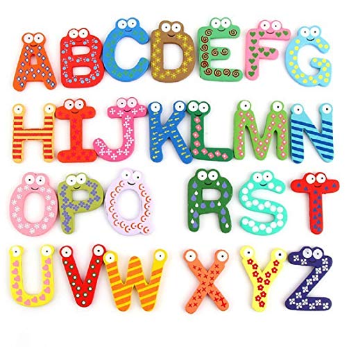 Image of Shoro Colorful Wooden A-Z Alphabet Letters Fridge Magnets Magnetic Stickers Learning and Educational Toy for Kids(Set of 26)