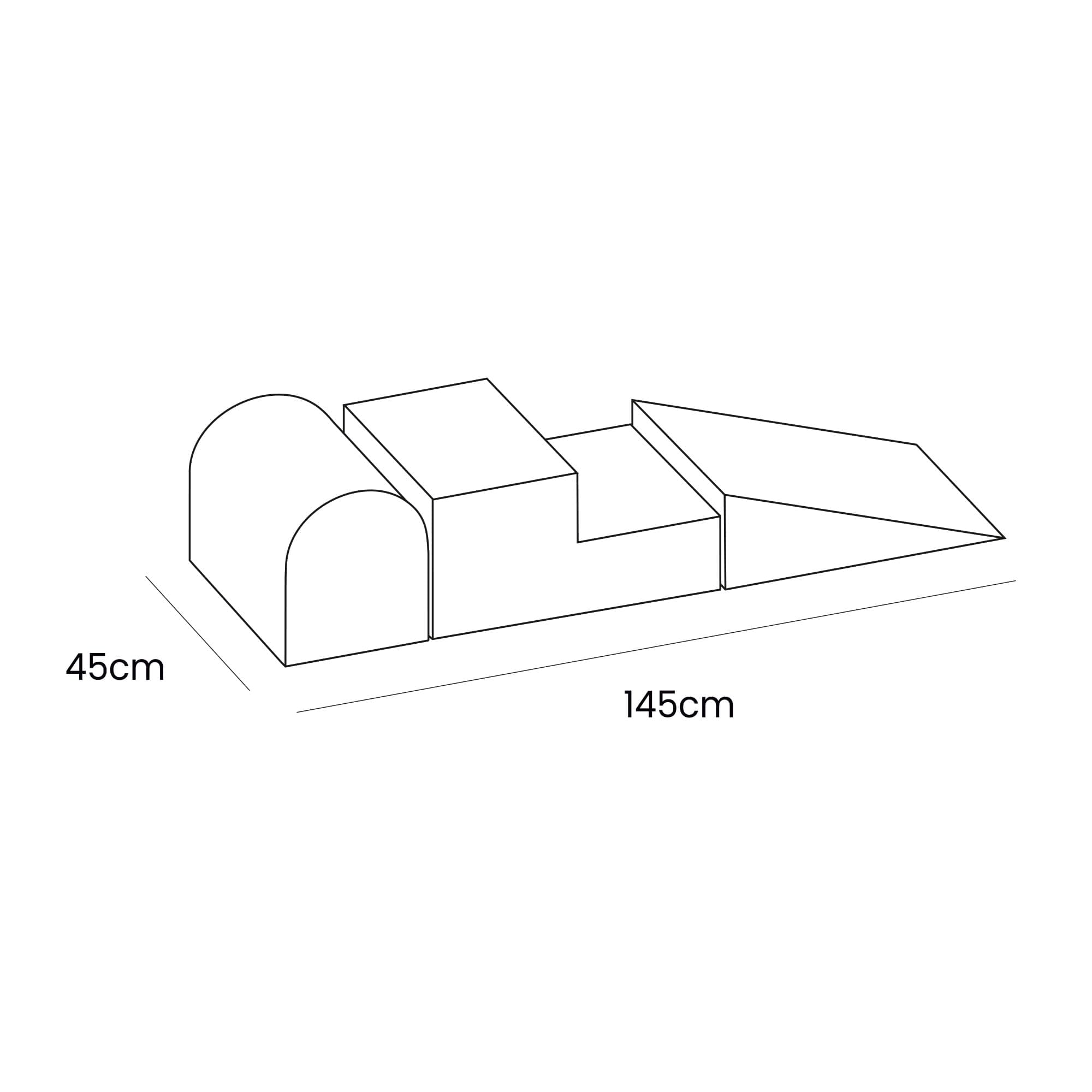 MEOWBABY Playset in Schiuma Morbida - Percorso a Ostacoli per Bambini, 3 Blocchi Modulari, Area Giochi Sicura e Interattiva 145x45 cm, Perfetto per Neonati e Prima Infanzia, Kord, Crema