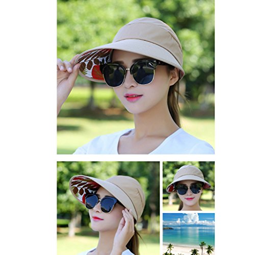 Fityle Wide Brim Women Sun Hat Proteção UV Floppy Outdoor Viseira De Praia Cap - Cáqui