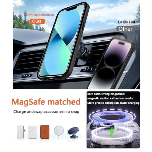 Image of Magnetic iPhone 13 mini,Compatible with Magsafe, Military-Grade Protection,Slim Translucent Matte Shockproof with Anti-Scratch Anti-Fingerprint Phone Cover (Black, iPhone 13mini)
