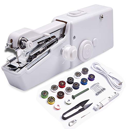 happylife Nähmaschine Mini Handnähmaschine Schnellstichwerkzeug fur Stoff Kleidung, Kindertuch, Vorhang, Schal, AA Battery Operated or USB-Adapter (35 Stück Super Value Pack)