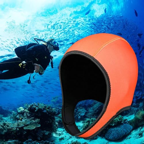 SM SunniMix Scuba Diving Hood Swimming Cap 3mm Neoprene Diving Wetsuit Hood Head Cover Dive Hood Swim Hat for Winter Snorkeling Swimming, Orange