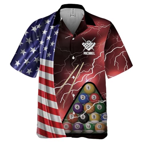 Personalized Billiards Short Sleeve Button Down Hawaiian Printed Casual Shirts, Billiards Shirt, Billiard Pool Shirt for Men2