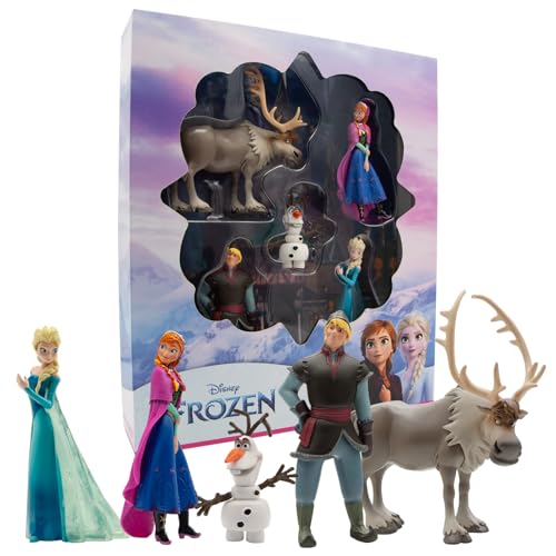 Bullyland 13413 – Juego de Figuras de Jubileo de la Princesa Elsa, Anna, Kristoff, Sven y Olaf de Walt Disney La Reina de Hielo, Ideal como pequeño Regalo para niños a Partir de 3 años