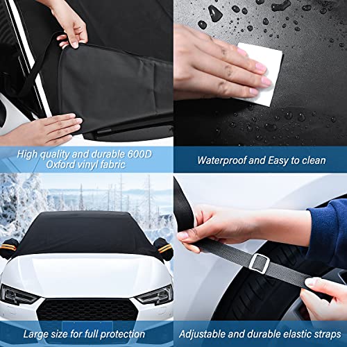 Yesker Windshield Cover For Ice And Snow, Windshield Snow Cover With Side Mirror Covers, Heavy Duty 600D Vinyl Oxford Frost Guard Windshield Cover, Fits Most Cars Vans Suvs And Pickup Trucks #TOP3
