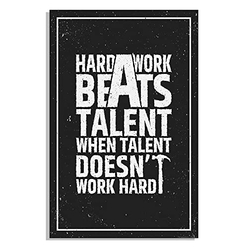 Inspirational Wall Art Co. - Hard Work Beats Talent - Hustle Focus Success Motivational Quotes Posters - Print Home Gift Office Business Cubicle Bedroom Decor – 11X17 inches