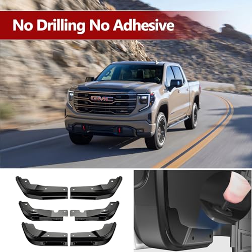 Image of 2025 Tesla Model Y Junior Mud Flaps No Drill No Tape Required Splash Guards All Weather Mudguards Fender Protector, Custom Fit for Model Y Junior 2026 Accessories (2025-2019 Chevy /GMC)