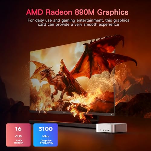 Image of Beelink SER10 MAX Mini PC, AMD Ryzen AI 9 HX 470(12C /24T,Up to 5.2GHz), AMD Radeon 890M Graphics, 32GB DDR5 1TB SSD, 10G LAN /USB4.0 /4K 240Hz Triple Display /WiFi6,BT5.2,Home /Office mini Computer