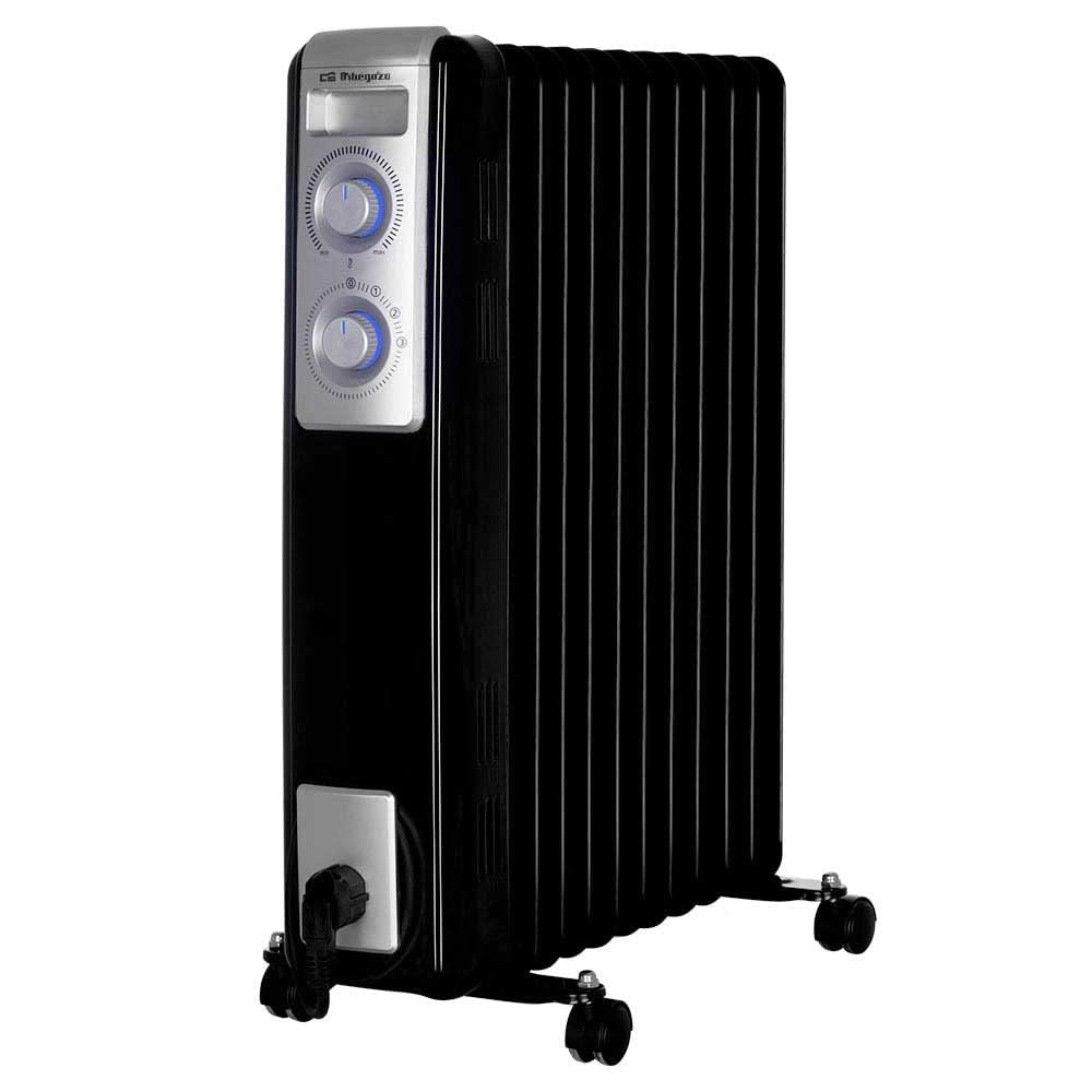 Orbegozo RN 2500 - Radiador de aceite, 11 elementos, 2500 W, luz LED, termostato regulable, recogecables, ruedas pivotantes