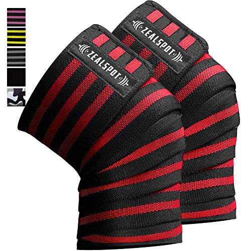 Z ZEALSPOT Knee Wraps(Pair) Compression & Elastic Support for Cross Training,WODs,Gym, Workout,Weightlifting,Fitness & Powerlifting - Best Knee Straps for Squats -for Men & Women- 72