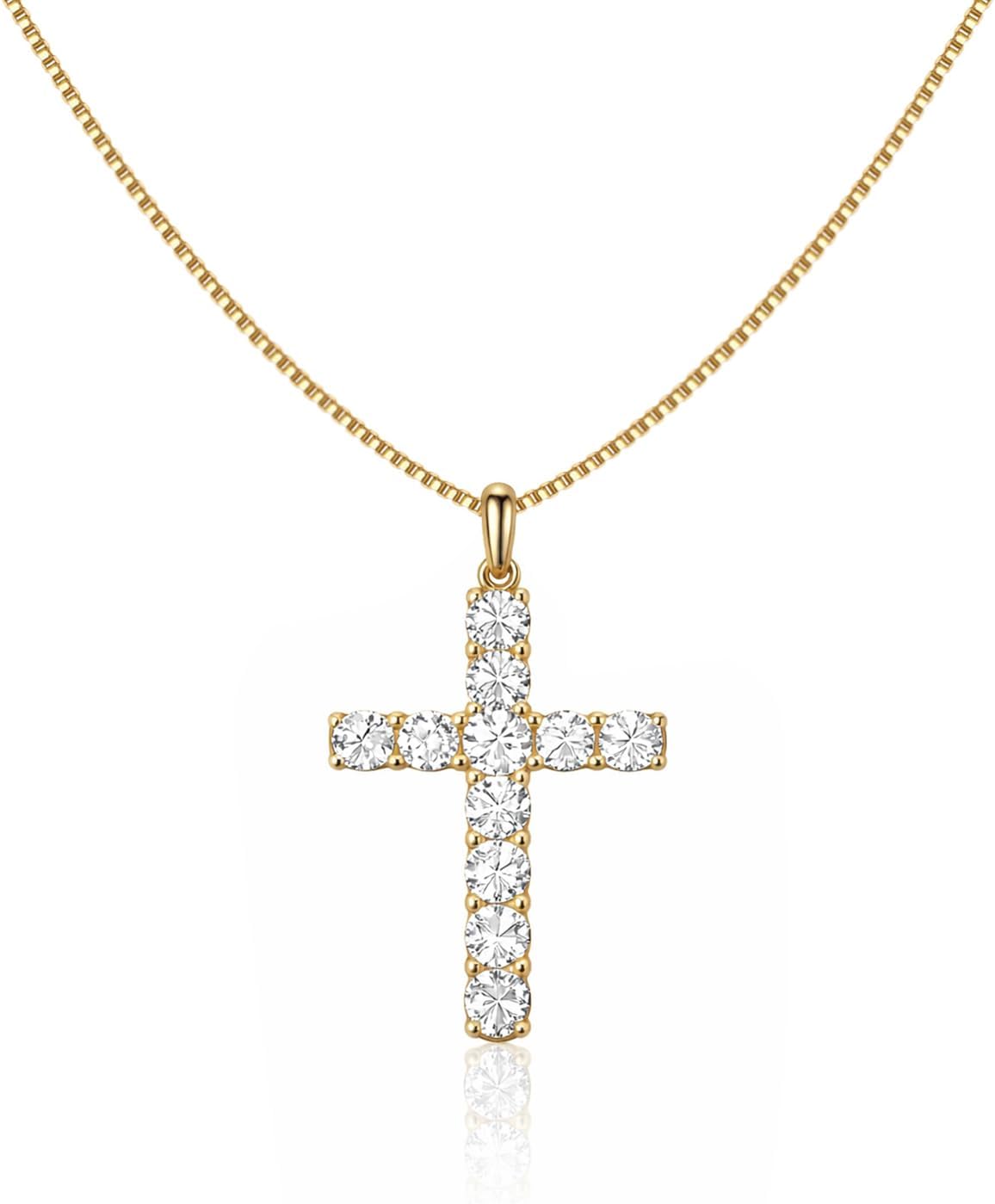 Easter Basket Stuffer Infinity Cross Necklace for Women, 14K Gold Plated Necklace Pendant Unique Trendy Cross Jewelry, Non Tarnish & Waterproof Christian Jewelry - First Communion Confirmation Easter Gifts