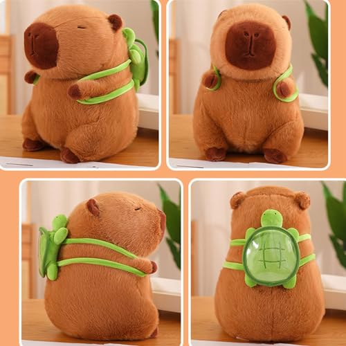 TOPLITHE 45cm Capybara Kuscheltier, Capybara Plüschtier mit Schildkrötenrucksack Spielzeug Stofftier Plushie Stofftier Geschenk für Kinder Jungen Mädchen(45cm)